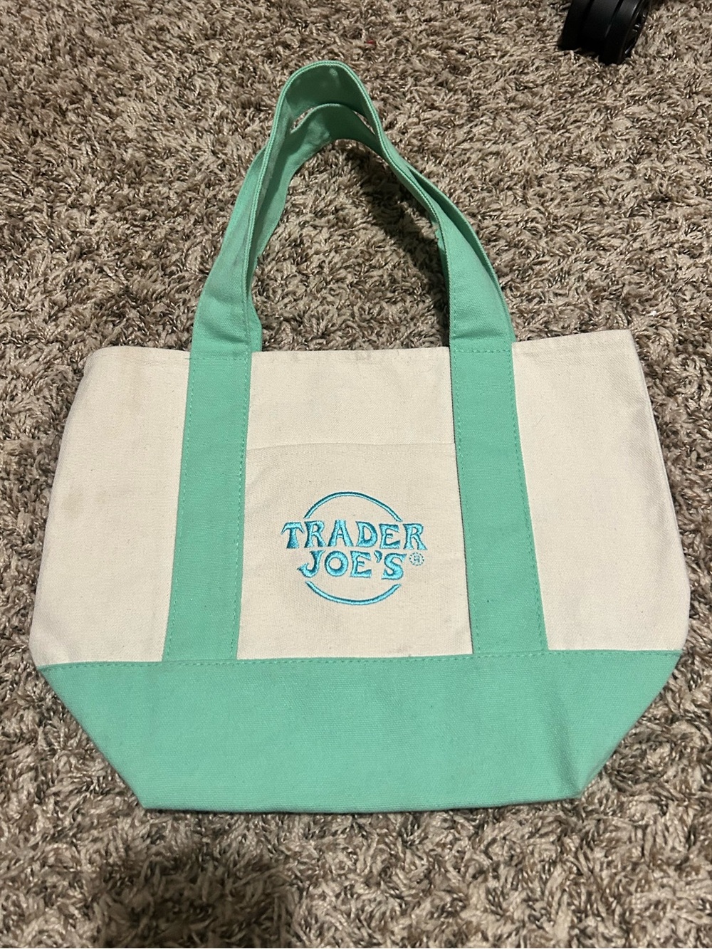 TRADER JOES Mini Canvas Tote Bag Spring 2025 Pastel Green